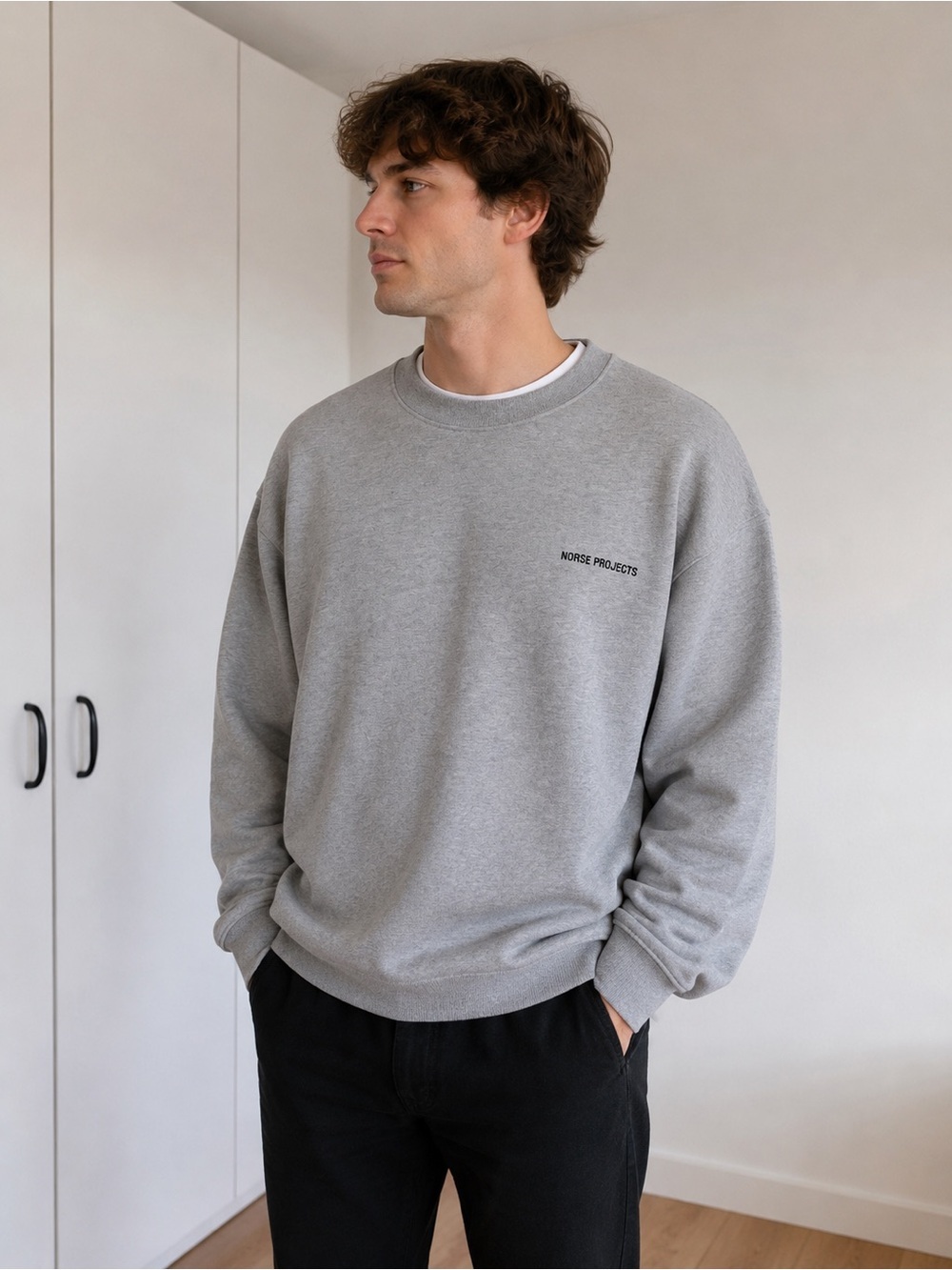 Norse Projects Grey Logo Crewneck Sweatshirt XXL Scandinavian Minimalist Luxury
